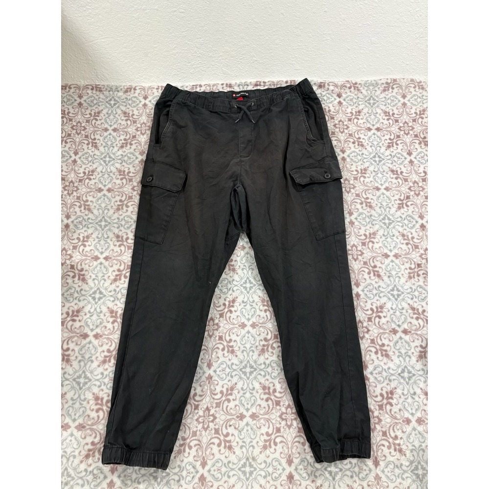 Airwalk Mens Black Cargo Jogger Pants Size 2XL Elastic Waist Drawstring Utility